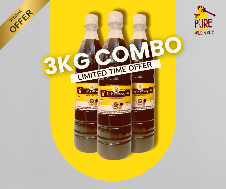 TryPureHoney – Premium Honey Combo Pack (3 Bottles, 3 KG Total)