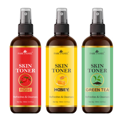 Park Daniel Rose,Honey & Green Tea Skin Toner Combo Pack Of 3 Bottles Of 100ml (300ml)